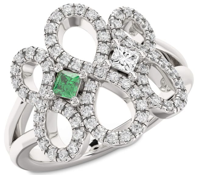 Diamond Silver Infinity Princess Two Stone Promise Ring