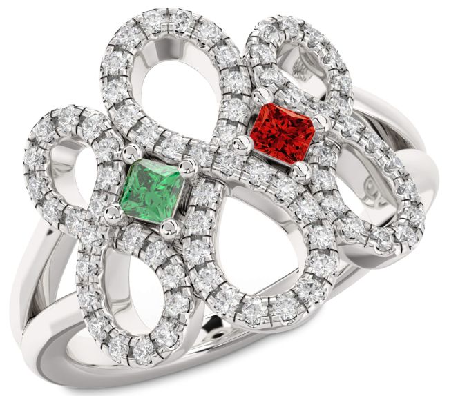 Diamond Platinum Infinity Princess Two Stone Promise Ring
