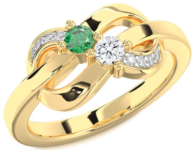 Diamond Gold Knot Round Two Stone Promise Ring