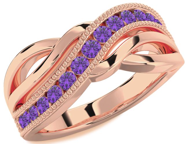 Amethyst Rose Gold Infinity Ring
