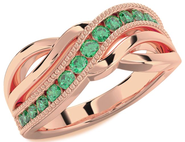 Emerald Rose Gold Silver Infinity Ring