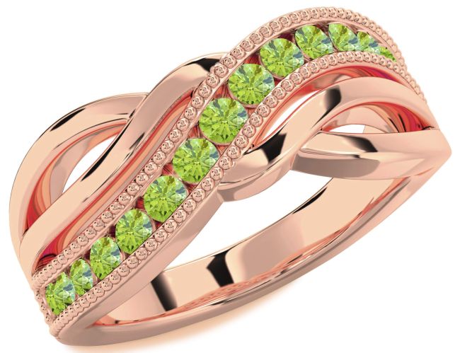 Peridot Rose Gold Silver Infinity Ring