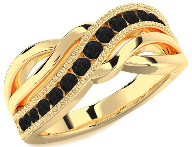 Black Diamond Gold Infinity Ring