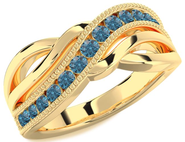 Blue Diamond Gold Infinity Ring