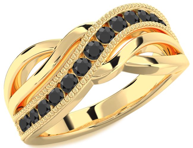 Black Onyx Gold Infinity Ring