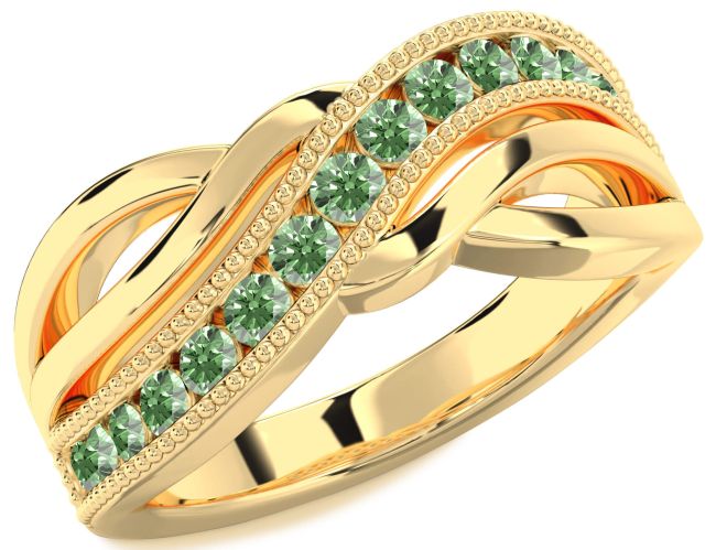 Green Diamond Gold Infinity Ring