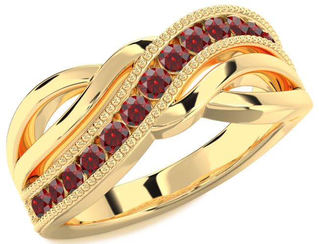 Garnet Gold Silver Infinity Ring