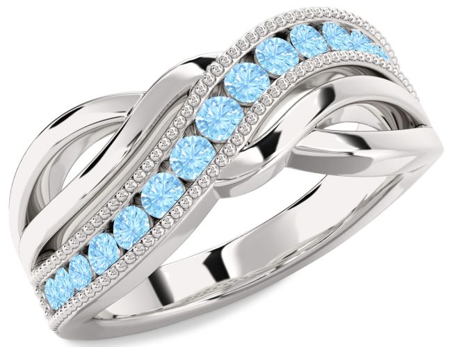 Aquamarine Silver Infinity Ring