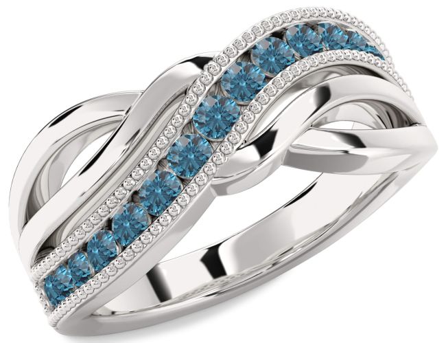 Blue Diamond Silver Infinity Ring