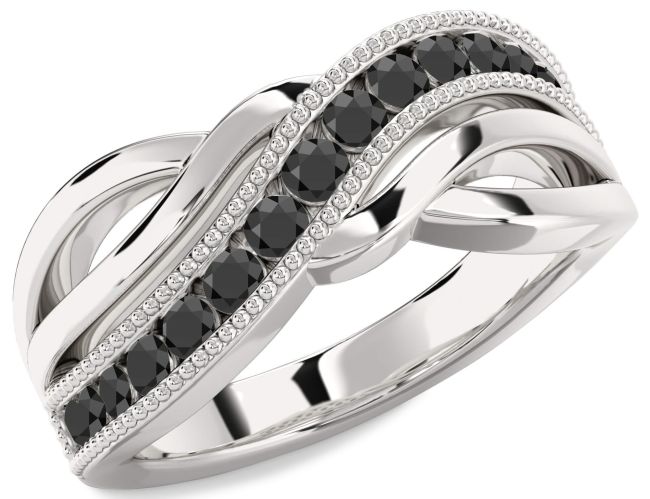 Black Onyx Silver Infinity Ring