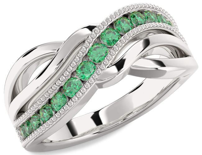 Emerald Platinum Infinity Ring