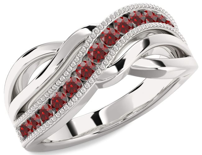 Garnet Silver Infinity Ring
