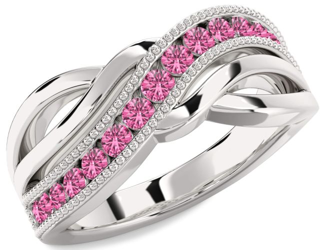 Pink Sapphire Silver Infinity Ring