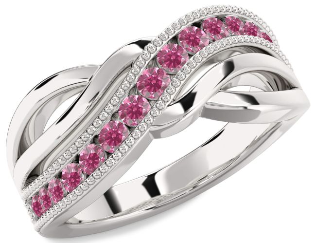 Pink Tourmaline Platinum Infinity Ring