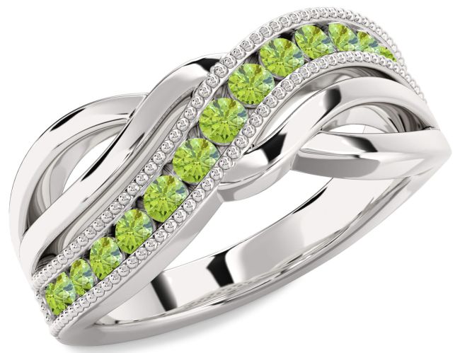 Peridot Silver Infinity Ring