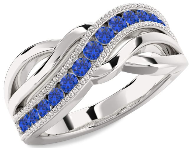 Blue Sapphire Silver Infinity Ring