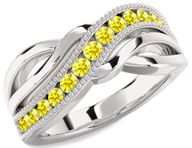 Yellow Sapphire Silver Infinity Ring