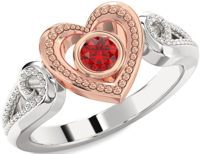 Ruby Rose Gold Silver Heart Promise Ring