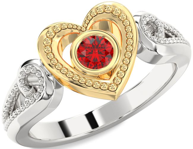 Ruby Gold Silver Heart Promise Ring