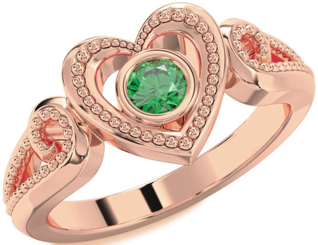 Emerald Rose Gold Heart Promise Ring