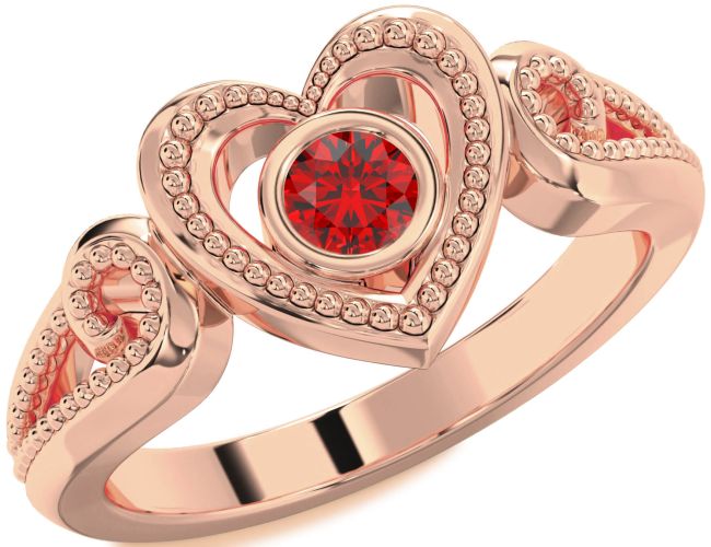 Ruby Rose Gold Heart Promise Ring