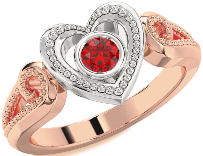 Ruby Rose Gold Silver Heart Promise Ring