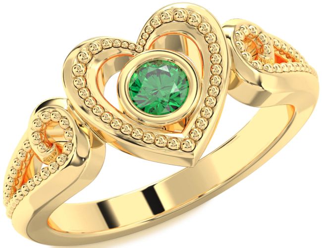 Emerald Gold Heart Promise Ring