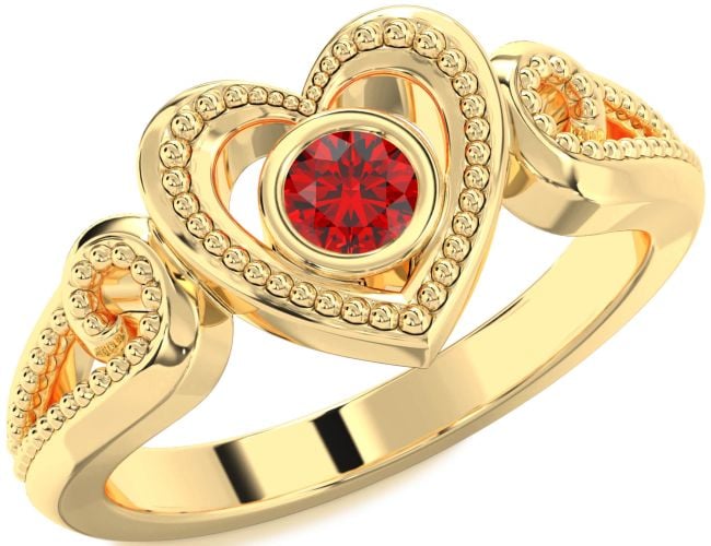 Ruby Gold Heart Promise Ring