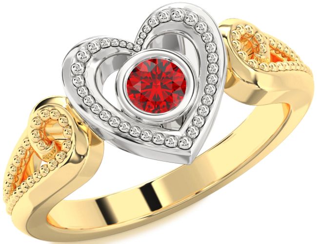 Ruby Gold Silver Heart Promise Ring