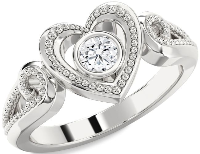 Lab Diamond Silver Heart Promise Ring