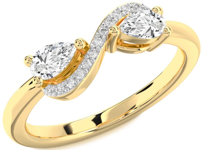 Moissanite Gold Infinity Pear Two Stone Ring