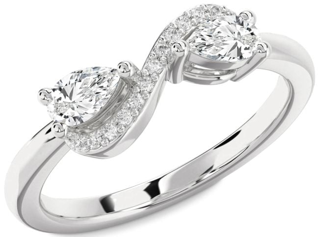 Diamond Platinum Infinity Pear Two Stone Ring