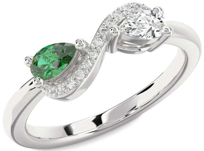 Diamond White Gold Infinity Pear Two Stone Promise Ring