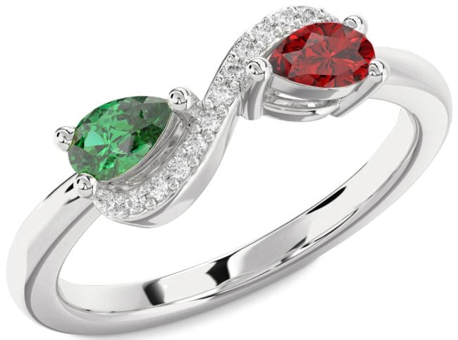 Diamond Platinum Infinity Pear Two Stone Promise Ring