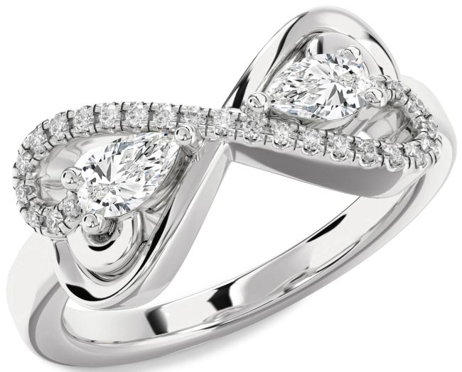 Moissanite Platinum Heart Infinity Two Stone Ring