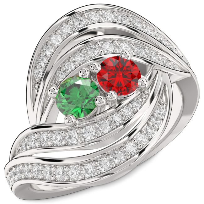 Diamond Platinum Round Two Stone Promise Ring