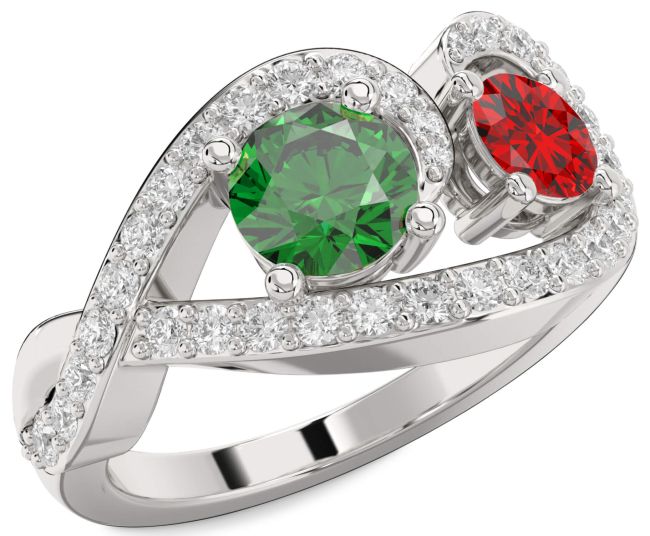 Diamond Silver Round Two Stone Promise Ring