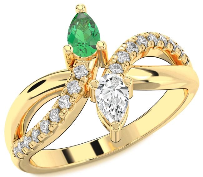 Diamond Gold Infinity Pear Two Stone Promise Ring