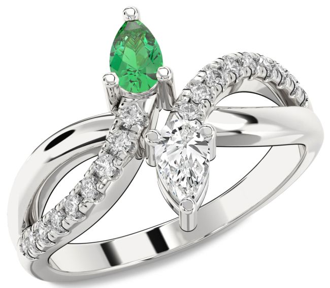 Diamond White Gold Infinity Pear Two Stone Promise Ring