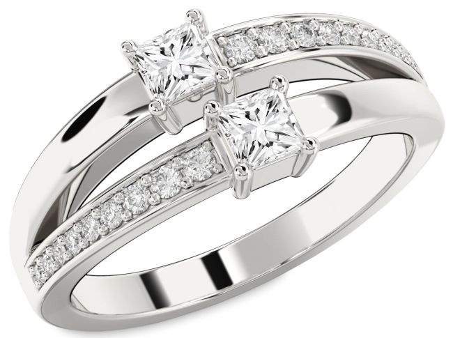 Diamond Platinum Princess Two Stone Ring