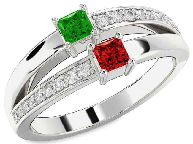 Diamond Platinum Princess Two Stone Promise Ring