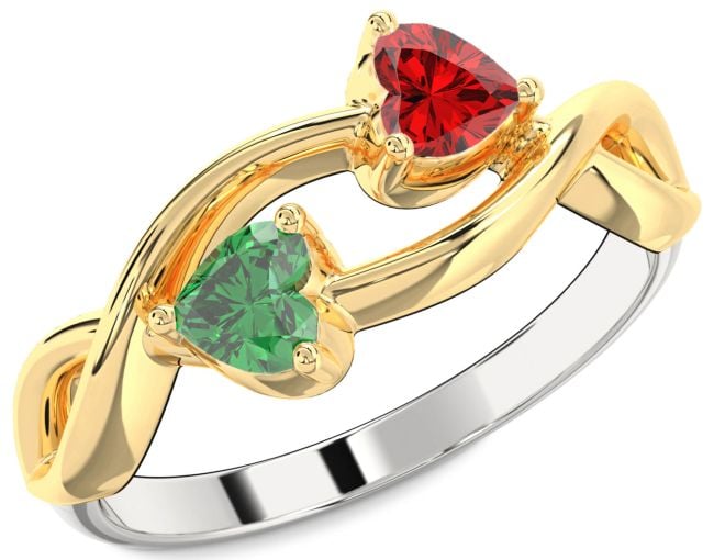 Silver & 10K gold Infinity Two Heart Promise Ring