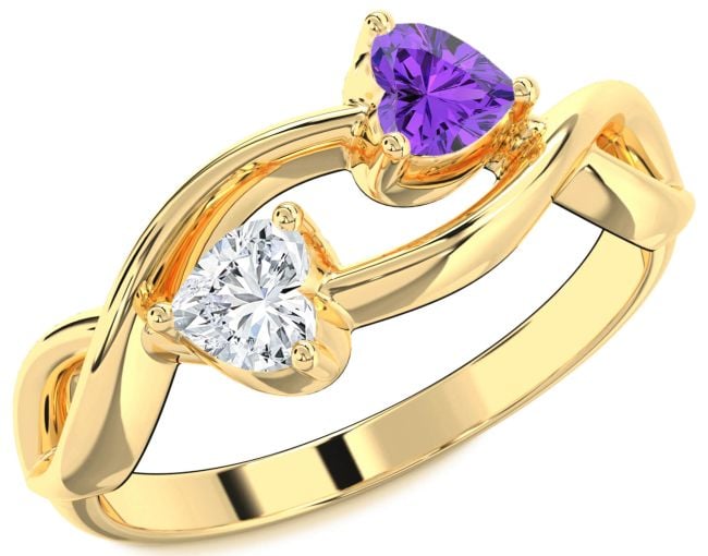 Gold Silver Infinity Two Heart Promise Ring