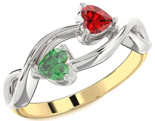 Gold Silver Infinity Two Heart Promise Ring