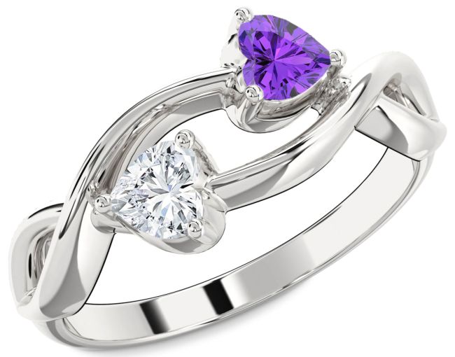 Silver Infinity Two Heart Promise Ring