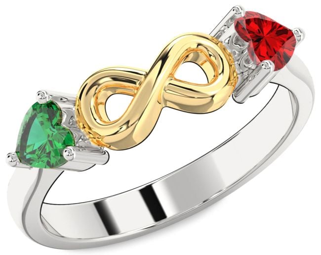Platinum & Yellow Gold Infinity Two Heart Promise Ring