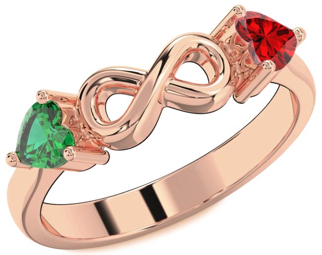 Rose Gold Silver Infinity Two Heart Promise Ring