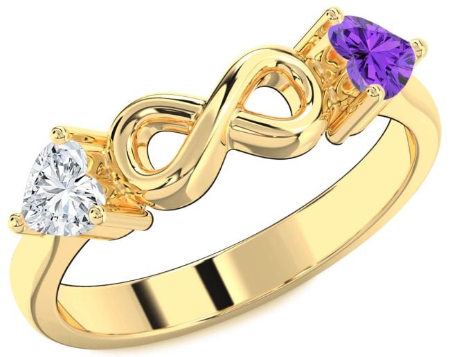 Gold Infinity Two Heart Promise Ring