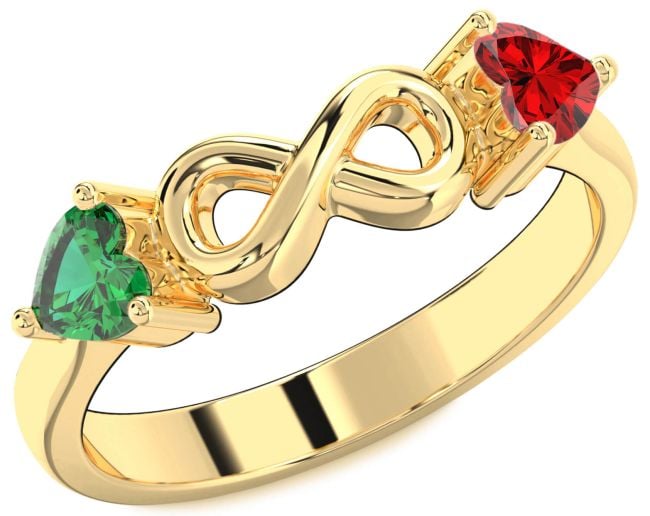 Gold Silver Infinity Two Heart Promise Ring