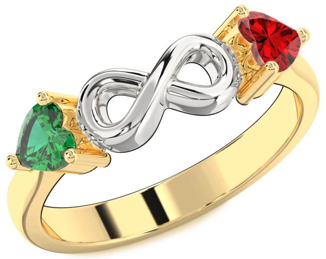 Gold Silver Infinity Two Heart Promise Ring